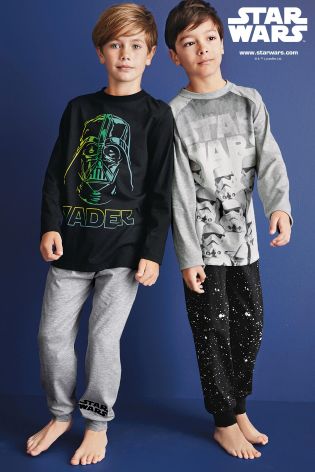 Black Star Wars Glow In The Dark Pyjamas Two Pack (3-12yrs)